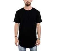 Blackskies Round Basic Longshirt | Long Oversize Fashion Long Sleeve Men's T-Shirt Long Tee - Black Large L