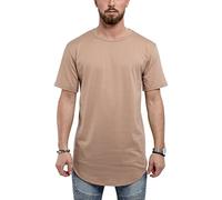 Blackskies Round Basic Longshirt | Long Oversize Fashion Long Sleeve Men's T-Shirt Long Tee - Desert Beige Large L