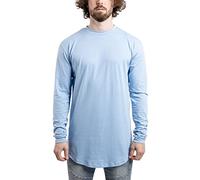 Blackskies Round Longsleeve T-Shirt | Long Oversize Fashion Basic Long Sleeve Men's Long Shirt Long Tee - Light Blue Small S
