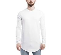 Blackskies Side Zip Long Sleeve T-Shirt | Long Oversize Fashion Basic Longsleeve Men's Long Shirt Long Tee with Zipper - White Large L