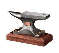 Blacksmith Anvil, Small Steel Bench Anvils for Blacksmithing with Wooden Base, Forging Tools, High Carbon Steel, 12.8x5.4x8cm, Metal Shaping Tool for Jewelers and Silversmiths Metalsmith Hobbyist