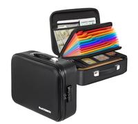 Blacksmith Fireproof Document Box with Lock, 2300°C Fireproof Hard Case Document Organiser with 13 Compartments, Document Box, Fireproof, Waterproof for Important Documents, Certificates, Travel