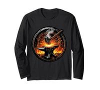 Blacksmith Forge Hammer Anvil Fire Sparks Metalworking Craft Long Sleeve T-Shirt