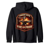 Blacksmith Forged With Fire And Pride Metalsmith Quote Anvil Zip Hoodie