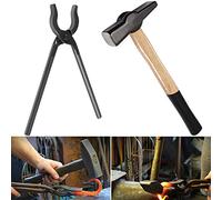 Blacksmith Forging Tools Kit - Handmade Blacksmith Tongs (0004930-300) & Blacksmiths’ Hammer (0000811-1000) Assembled Bladesmith Tool Set for Blacksmith Forge Making Farrier, Knife and Tool