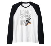 Blacksmith Humor Forged Patiently for Bladesmiths Raglan Baseball Tee