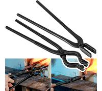Blacksmith Tongs Set Knife Making Tongs Wolf Jaw V-Bit Tongs Starter Beginner Bladesmith Anvil Vise Forge Tool Kit (2 Tongs)