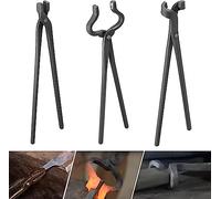 Blacksmith Tools Set - Flat, Bolt, Blade Tongs & Hammers for Forging & Knife Making