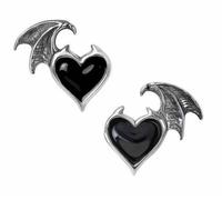Blacksoul Stud Earrings, Love Hearts, Bats Gothic Demonic Evil, Alchemy England