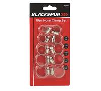 Blackspur 10pc Hose Clamp Set - Silver, Assortment Sizes: 8-18mm, 11-20mm, 13-23mm, 18-25mm, 14-27mm, 2 of Each Size