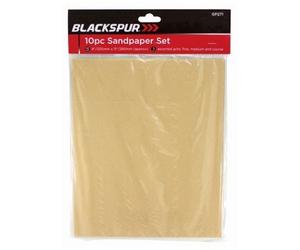 Blackspur 10Pc Sandpaper Set - Assorted Grits