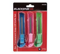 Blackspur 3Pc Transparent Snap-Off Knife Set