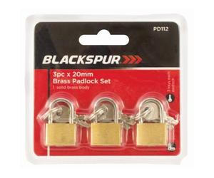 Blackspur 3Pc X 20Mm Brass Padlock Set