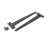 Blackspur 2X Black 305mm Heavy-Duty T-Hinges - Decorative Metal Outdoor Garden Gate Wood Shed Door Hardware Hinge