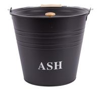 Blackspur Cast Iron Ash Bucket With Lid - 12 Litre - Metal Fireplace Coal Scuttle Storage Bucket Fireside Companion