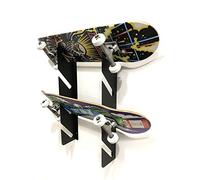 BlackSteel Quad Skateboard Wall Mounting Storage and Display Brackets - Longboard or Mini Board Holder - Two Brackets Holds Up to 4 - Black (700x120 mm)
