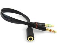 BlackStork Headphone Mic Splitters Cable, Standard 3.5mm Female to 2 Dual 3.5mm Male Audio Mic Splitter Cable Gold Plated Adapter Compatible with PC Computer, Speaker (Black)