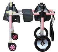 BLACKTK Wheelchair Dog 4-Wheeled Disabled Doggie Assisted Walker, Small/Medium/Large pet Wheelchair Help, Dachshund cat and Rabbit Recovery (Pink)