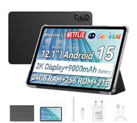 Blackview 12 inch Tablet Android 15 Gaming Tablet with SIM Card Slot, Pen, 24GB + 256GB (Up to 2TB), 2.4K 120Hz FHD+ IPS Display, 9000mAh/33W, 8MP + 16MP AI Camera, 5G WiFi, GPS- MEGA 2