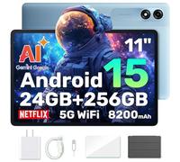 Blackview 2025 Android 15 Tablet 11 inch, Tab 9 WiFi with 24GB+256GB Storage(Expand to 2TB), Unisoc T606 CPU, 8200mAh, IPS Display, Widevine L1, 5G WiFi Tablets, 13MP+8MP Camaras/Face ID, Blue