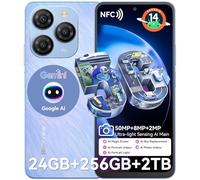 Blackview 5G Mobile Phones, Shark 9, Android 14 Phone, 24GB+256GB/2TB, Al Algorithms, 6.67", 5000mAh/18W, 50MP Camera, Sim Free Unlocked Mobile Phones, Triple Card Slots/Fingerprint/Face ID/NFC-Blue