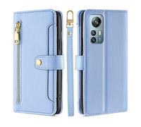 Blackview A85 Case, [6 Card Slots+2 Pockets] [Adjustable Wrist Strap+Shoulder Belt] [Kickstand], Blackview A85 Case with Magnetic Flip, Wallet Case for Blackview A85, Blue