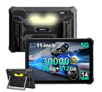Blackview Active 10 Pro 5G Outdoor Tablet, 36GB RAM + 512GB ROM, 11-Inch Tablet, 30000mAh Android Tablet 14, 108MP + 20MP Infrared + 50MP, Dual SIM NFC/GPS/OTG/IP69K (Black)
