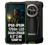 Blackview BV8200 Rugged Smartphone, 170-Lumen Flashlight, Dual Screen, Helio G100 36GB+256GB, 6.5'' 120Hz 2.4K FHD+, 50MP AI Camera, 8800mAh Battery, IP68 Android 14 Outdoor Mobile Phone, NFC Green