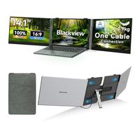 Blackview Laptop Screen Extender, 0.9kg Ultra-Light, One-Cable Connection, 14.1" Triple Screen Laptop Monitor Extender, TÜV Eye-Care, Business Travel, Mac, Windows, ChromeOS, Switch