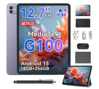 Blackview Link 8 Tablet, Android 15, 18GB(6+12) RAM + 256GB ROM, 12.7 Inch 2K+ FHD 2160*1600, Gemini AI MediaTek G100, 8400mAh/PC Mod/Widevine L1/Face ID/16MP+13MP/GPS/OTG Gaming Tablets with Keyboard