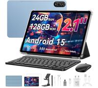 Blackview MEGA 2 Tablet, 4G LTE Cellular Unlocked Tablet with SIM Card Slot, 24 GB RAM (6+18) 128 GB ROM, 2K IPS Display, Dual Band Wi-Fi, GPS/Galileo, Bluetooth 5.0, 12 Inch, Android 15 - Grey