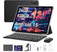 Blackview MEGA 2 Tablet, 4G LTE Cellular with SIM Card Slot, All-in-One Bundle (Keyboard, Mouse, Case), 24 GB RAM (8+16) 128GB ROM, 12-inch 2K IPS Display with Widevine L1, Dual Band Wi-Fi, Grey