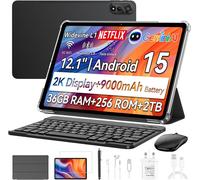 Blackview Mega2, 12 inch 2K FHD Display Tablet, 36GB(12+24) RAM + 256GB ROM, 2TB Expandable, Dual 4G, 5GHz WiFi, 9000 mAh Battery, Android 15, Widevine L1