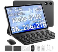 Blackview MEGA3 tablets 12 Inch Android 15,Gaming Tablet with Keyboard,Helio G100,Tablet with Sim Card Slot,4G LTE/5G WiFi,2.5K 90Hz IPS,36GB+256GB (2TB),8800mAh 33W,50MP+13MP,Widevine L1