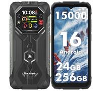 Blackview ROCK 1 Rugged Smartphone Android 16, 15000mAh 33W Rugged Phone Unlocked, 24GB + 256GB, Dual AI Cameras + 20MP Night Vision, 6.56" HD+ 2.01" Dual-Screen, IP69K/NFC/Glove Mode Waterproof Phone