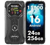 Blackview ROCK 1 Rugged Smartphone Android 16, 15000mAh 33W Rugged Phone Unlocked, 24GB + 256GB, Dual AI Cameras + 20MP Night Vision, 6.56" HD+ 2.01" Dual-Screen, IP69K/NFC/Glove Mode Waterproof Phone