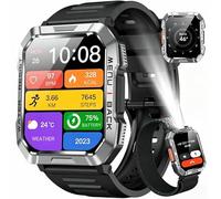 Blackview Rugged Military Smart Watch for Men | 100-Day Ultra-Long Battery | LED Torch & Compass｜Bluetooth Calling｜Health Monitor｜120+ Sports｜2.01" HD Screen｜IP68 Waterproof ｜Works with iOS & Android