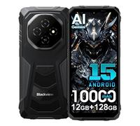 Blackview Rugged Smartphone 2026, Android 15 Rugged Phone Fort 1,10000mAh,12GB RAM+128GB/2TB Phone,16MP AI Camera, 6.56'' 90Hz Display, IP68/69K Waterproof Smartphone NFC/GPS/OTG/FM/Face ID, Black