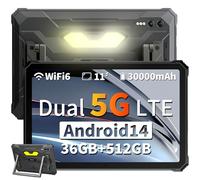 Blackview Rugged Tablet Active 10Pro,11 inch 2.4K FHD Dual 5G SIM 30000mAh with 400lm Camping Light,36GB+512GB,Android 15 Waterproof Tablet,108MP+20MP IR Night Vision Camera,WiFi, GPS, OTG, NFC