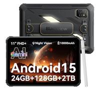 Blackview Rugged Tablet Active 7, 11 inch Android Tablet, 24GB RAM+128GB ROM(2TB TF), Helio G81 0cta-core, IP68/IP69K Waterproof Android 15, Fast Charger, Dual Al Cameras with Night Vision, Black