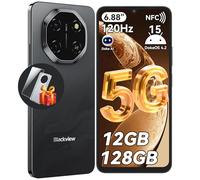 Blackview SHARK 6 Smart Phone, 5G Sim-Free & Unlocked Mobile Phones, 6.88" 120Hz Display, 12GB+128GB/2TB, Android 15 Phone 16MP+8MP AI Camera, 5000mAh/18W, Fingerprint/Eye Comfort Mode, GPS/OTG/NFC