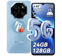 Blackview SHARK 6 Smart Phone, 5G Sim-Free & Unlocked Mobile Phones, 6.88" 120Hz Display, 24GB+128GB/2TB, Android 15 Phone 16MP+8MP AI Camera, 5000mAh/18W, Fingerprint/Eye Comfort Mode, GPS/OTG/NFC