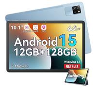 Blackview Tab60Pro Android 15 Tablet 10 Inch, 12GB+128GB(TF 2TB) 5G Wi-Fi + 4G Cellular Tablet T606 Octa-Core Processor, 7700mAh 5MP+8MP AI Camera, GPS, Widevine L1, BT5.0 Face ID, with Case
