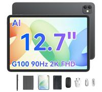 Blackview Tablet, 12.7 Inches Large Screen Android 15 Tablet, 2K 90Hz IPS Display, 12GB+256GB, MTK Helio G100, Dual-band Wi-Fi, Quad Speakers with Keyboard, Case and Mouse