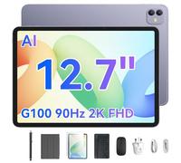 Blackview Tablet, 12.7 Inches Large Screen Android 15 Tablet, 2K 90Hz IPS Display, 12GB+256GB, MTK Helio G100, Dual-band Wi-Fi, Quad Speakers with Keyboard, Case and Mouse