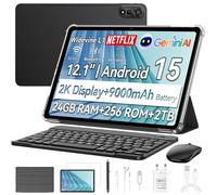 Blackview tablets 12 inch android 15,android tablets with Keyboard Mouse Pen Case & SIM Card Slot,24GB RAM+256GB ROM(2TB),2.4K 120Hz FHD+ IPS Display, 9000mAh/33W Fast Charging,5G WiFi,GPS