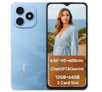 Blackview Wave 9C 4G AI Smartphone Unlocked, 6.56'' 600nits Screen, 12GB+64GB(2TB External), 3 AI Smart Assistance, 13MP+8MP Camera, 3 Card Slot, Android 15 DUAL SIM Free Mobile Phone, GPS Blue