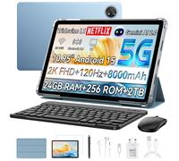 Blackview Zeno 10 Tablet, 11-inch FHD 1920 * 1200, 5G, Android 15, Gemini AI, Unisoc T8200, 24GB RAM+256GB ROM, 8800mAh, PC Mode, Widevine L1, Face ID, 16MP+13MP, GPS, OTG, Gaming Tablet with Keyboard