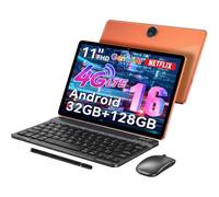 Blackview ZENO5 Android 16 Tablet, 11 Inch Tablet with Keyboard, 8300mAh | Dual Sim Card, 32GB RAM 128GB ROM, T7250 CPU, 4G LTE, for Casual Gaming, Streaming, Creative Projects-Sunset Orange