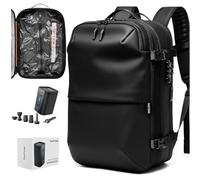 BlackVoyage - Compression Travel Backpack with Vacuum Zipper, 60L Expandable Airback, Electric Pump, Water Resistant, TSA Lock, Aero - Black, 25L-60L (With Air Pump)